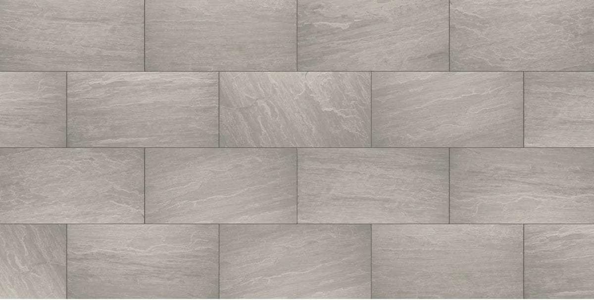 Light grey Kandla-style stone texture with subtle linear movement and staggered rectangular joints
