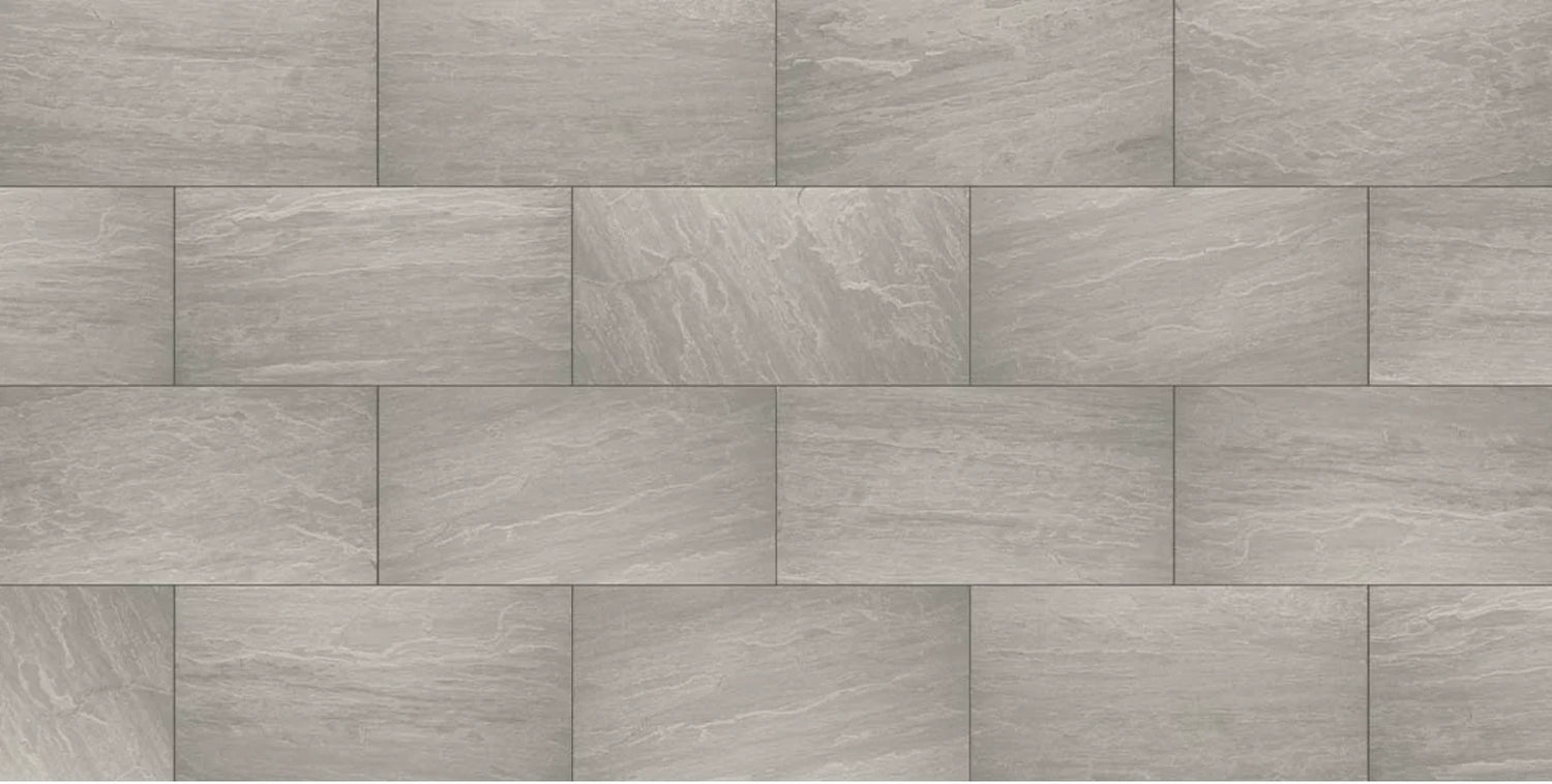 Light grey Kandla-style stone texture with subtle linear movement and staggered rectangular joints