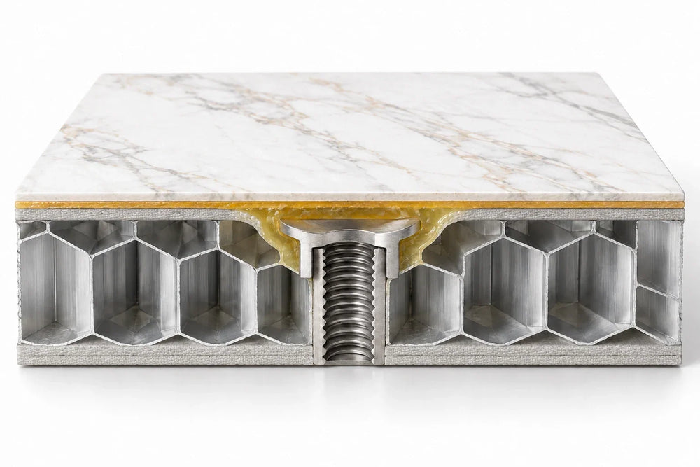 M8 embedded nut and localized epoxy backfill in the honeycomb composite backing