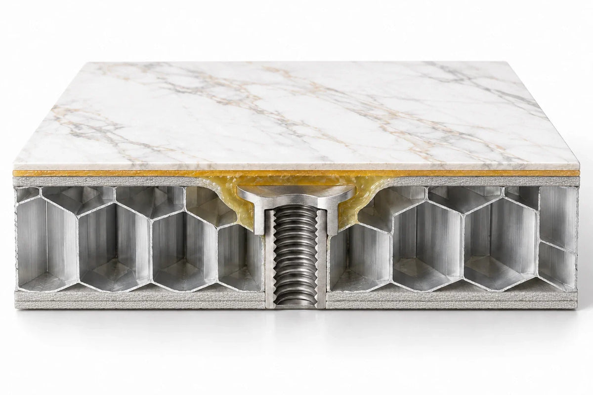 M8 embedded nut and localized epoxy backfill in the honeycomb composite backing