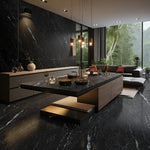 Interior project using Guci Black sintered stone panel