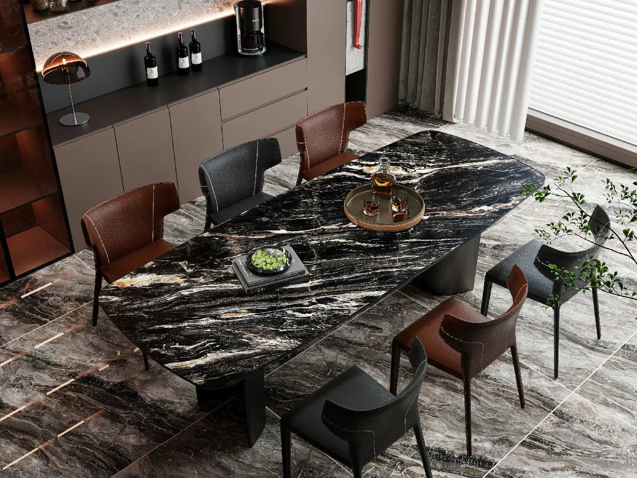 Black Gold Veined Marble Sintered Stone Slab Funtek