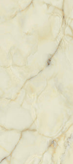 Dalle crème avec de fines veines ramifiées dorées et grises — pierre frittée Karado Yellow Jade Ivory Onyx Look