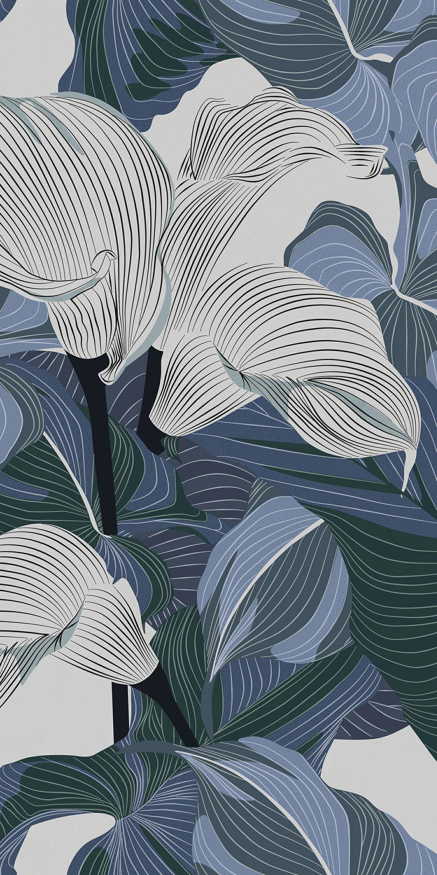 Blue Orchid navy blue green and ivory floral pattern