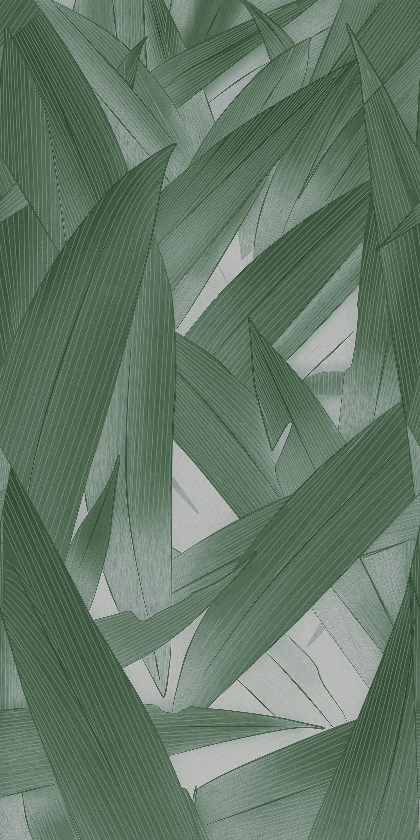 Green Mosaic layered sage green tropical leaf pattern