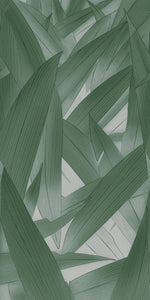 Dalle avec des feuilles angulaires superposées vertes et gris pâle — pierre frittée Green Mosaic Botanical