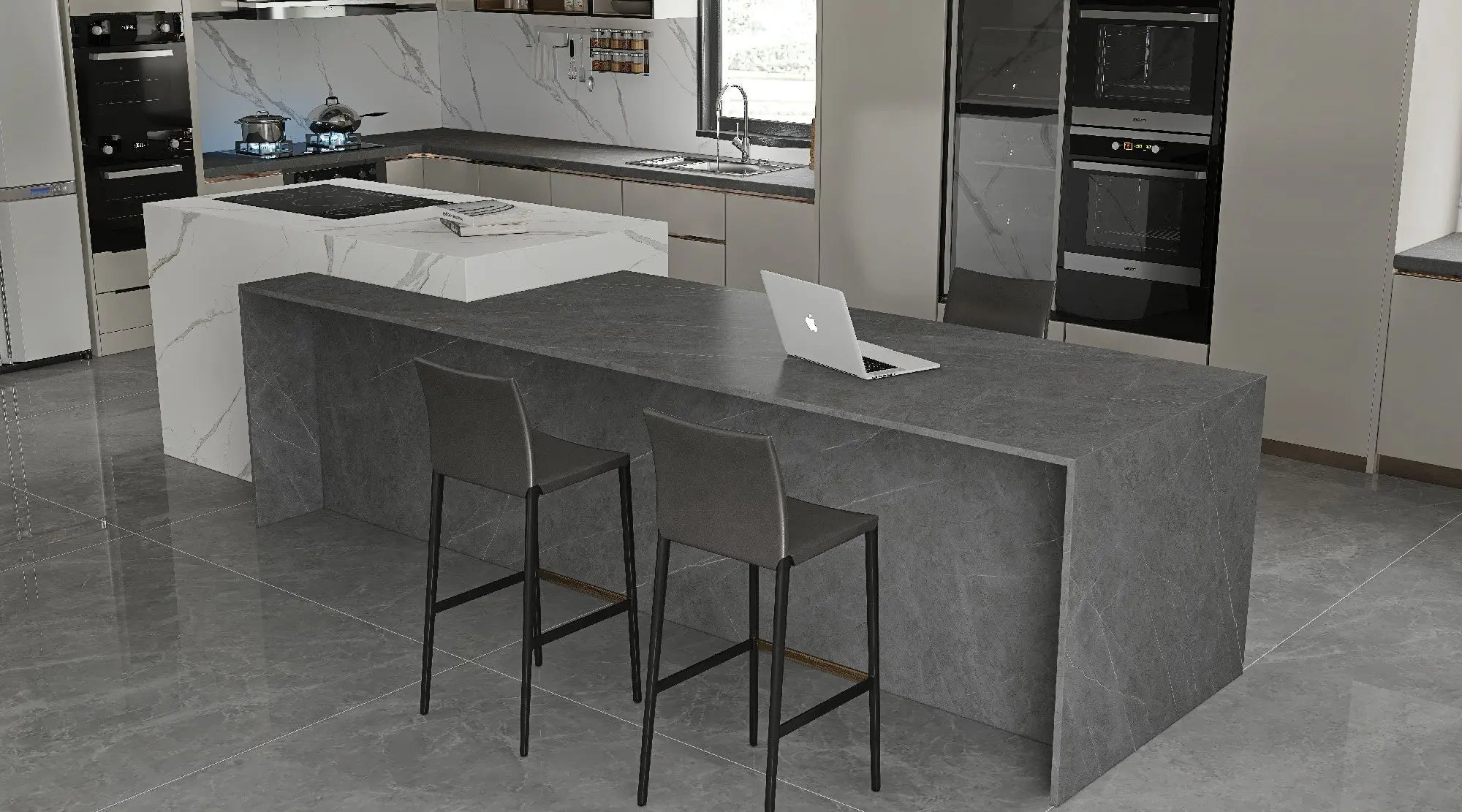 New Armani Grey Stone Look Sintered Stone Slab Funtek
