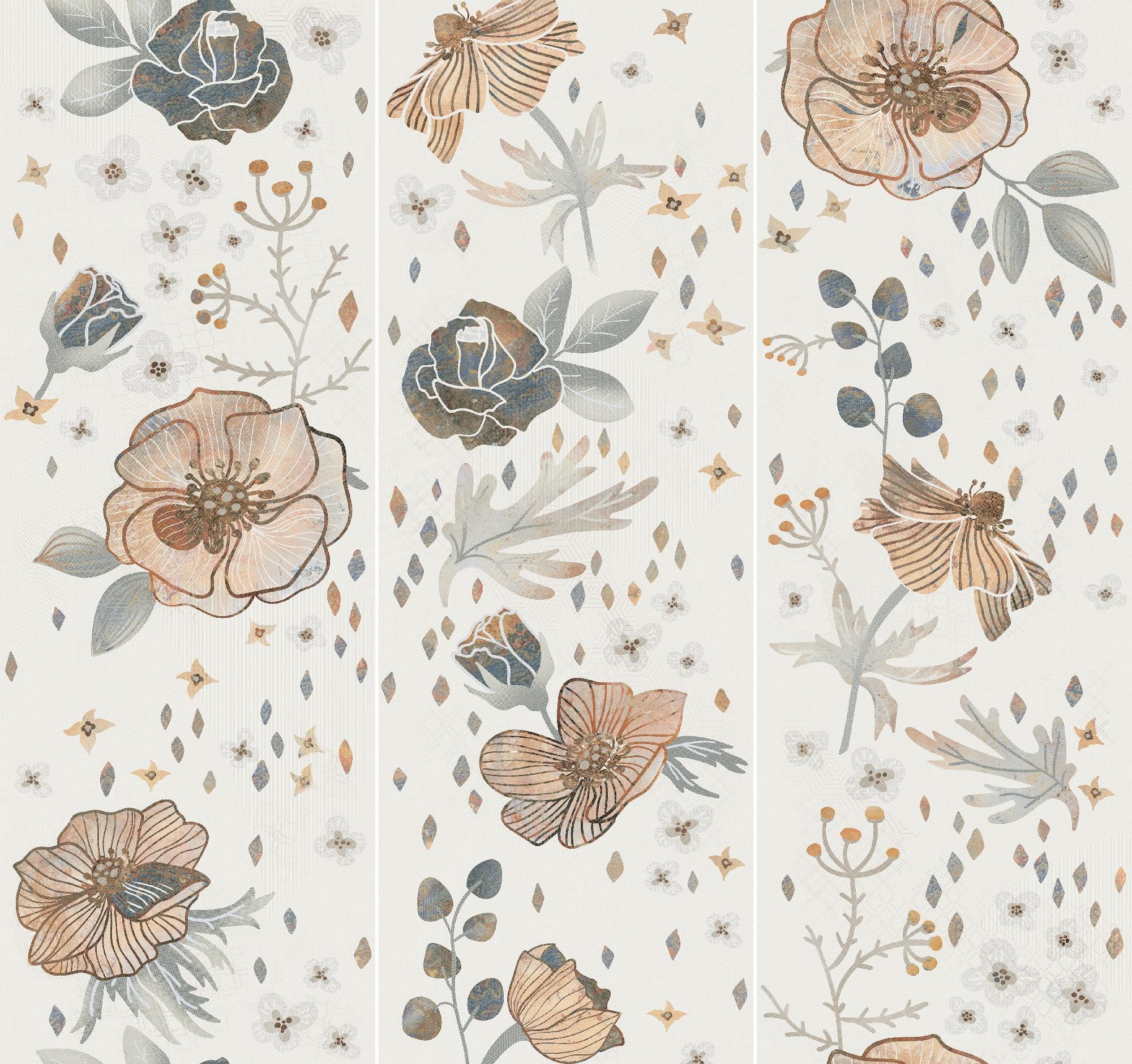 Flower Language warm ivory copper beige floral full pattern