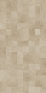 Dalle avec des carrés et rectangles à veinage bois clair disposés en patchwork — pierre frittée Light Natural Oak Wood Look