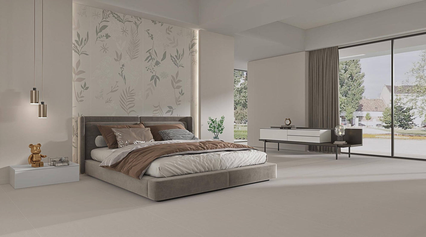 Magnolia Picture botanical sintered stone bedroom feature wall