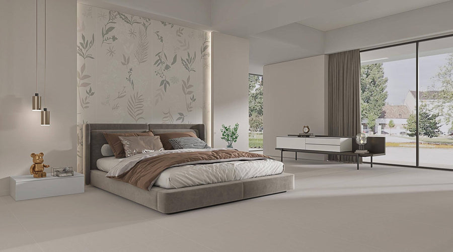 Magnolia Picture botanical sintered stone bedroom feature wall
