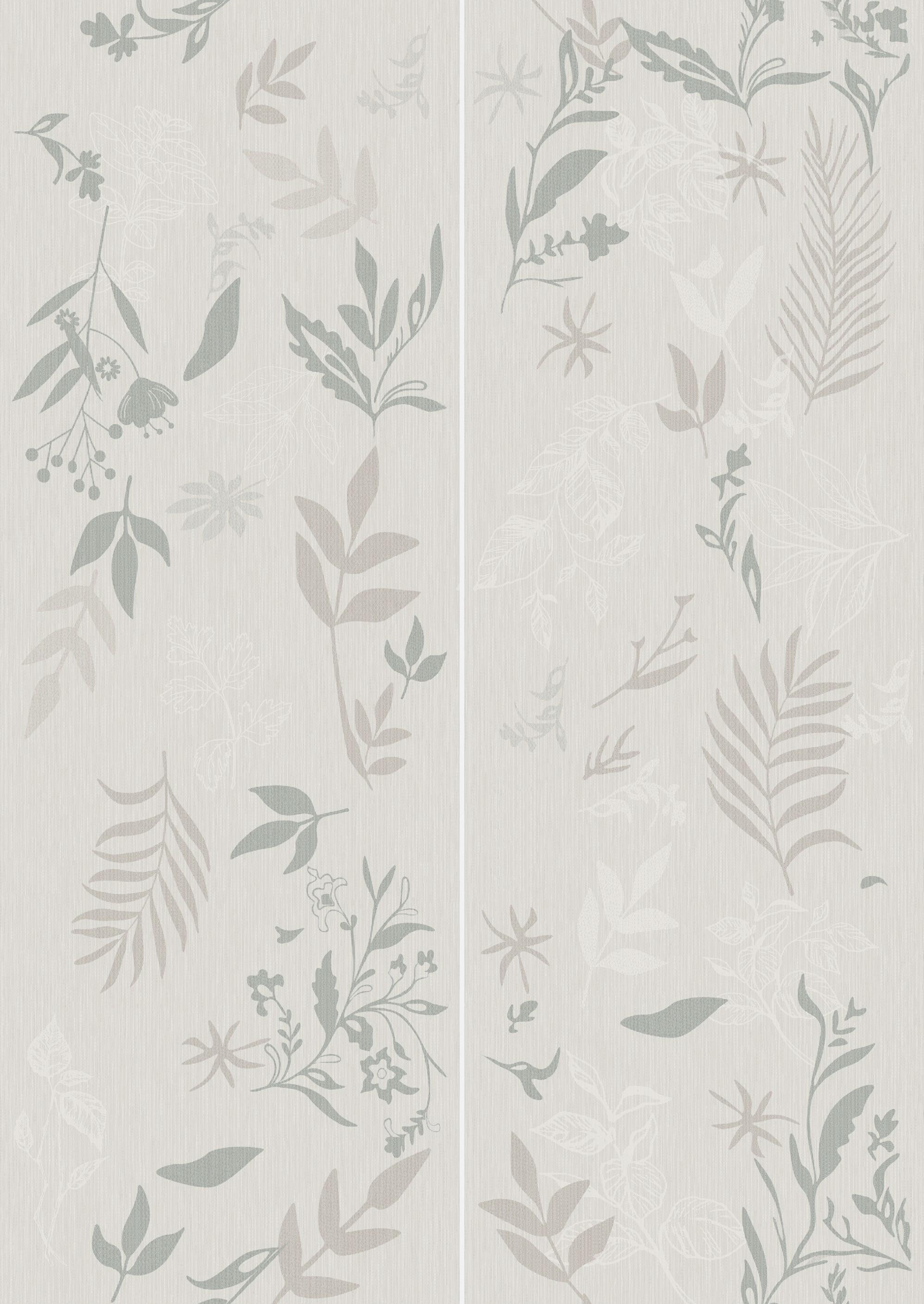 Magnolia Picture soft grey and taupe botanical foliage pattern