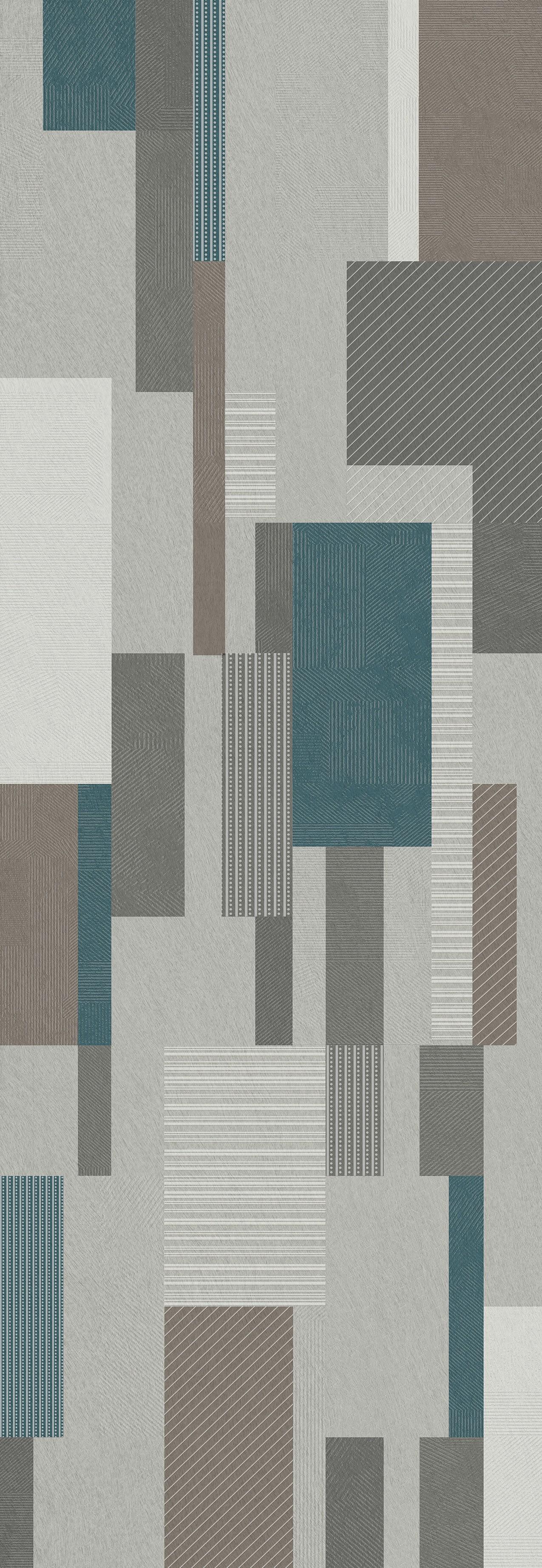 Burano Pearl full abstract geometric pattern in pearl grey taupe and teal