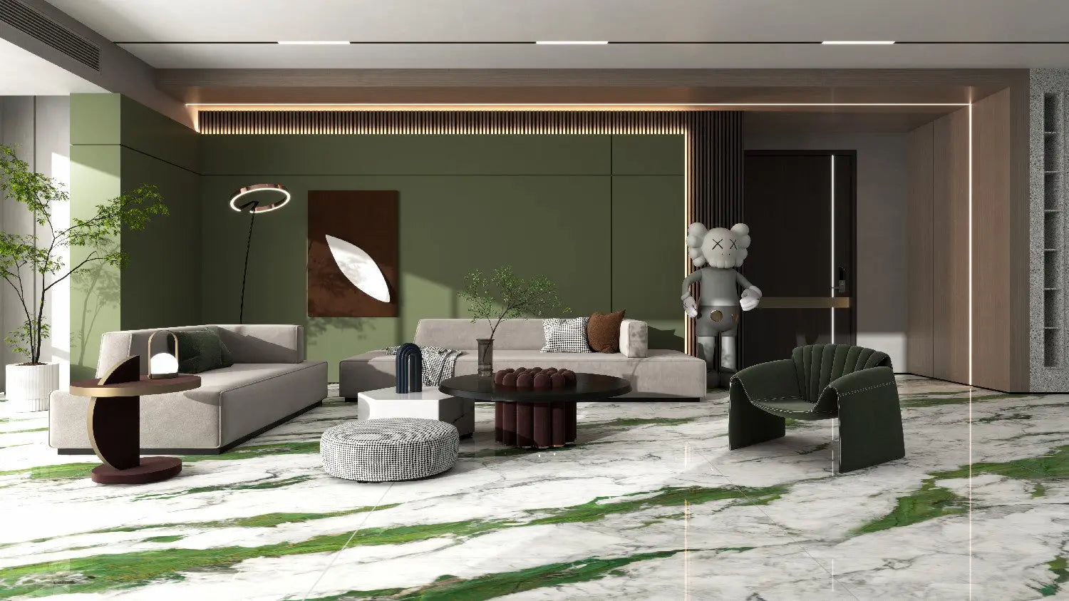 Norwegian Forest Green Bookmatched Sintered Stone Slab Funtek