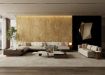 Mur d'accent de salon de luxe en pierre frittée d'aspect onyx beige Roma Coffee Jade