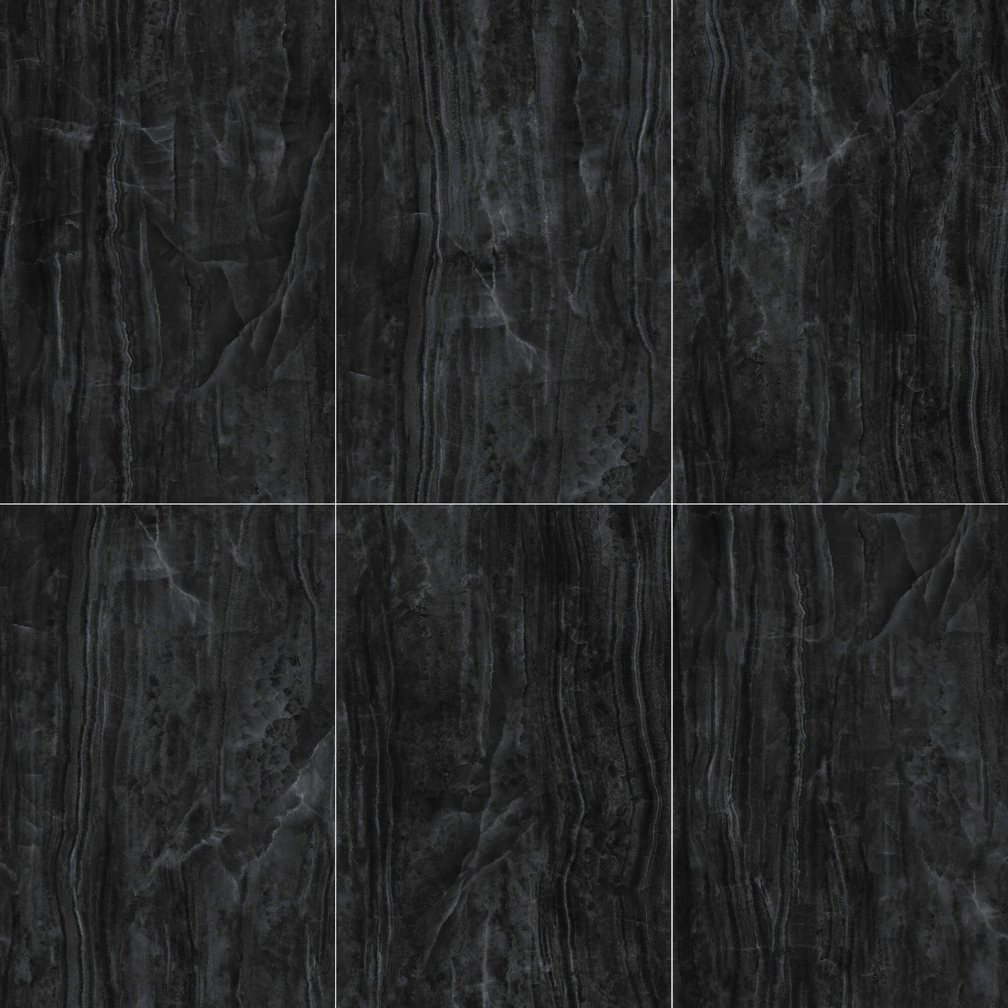 Roma Ink Jade black and silver six-face flowing onyx pattern