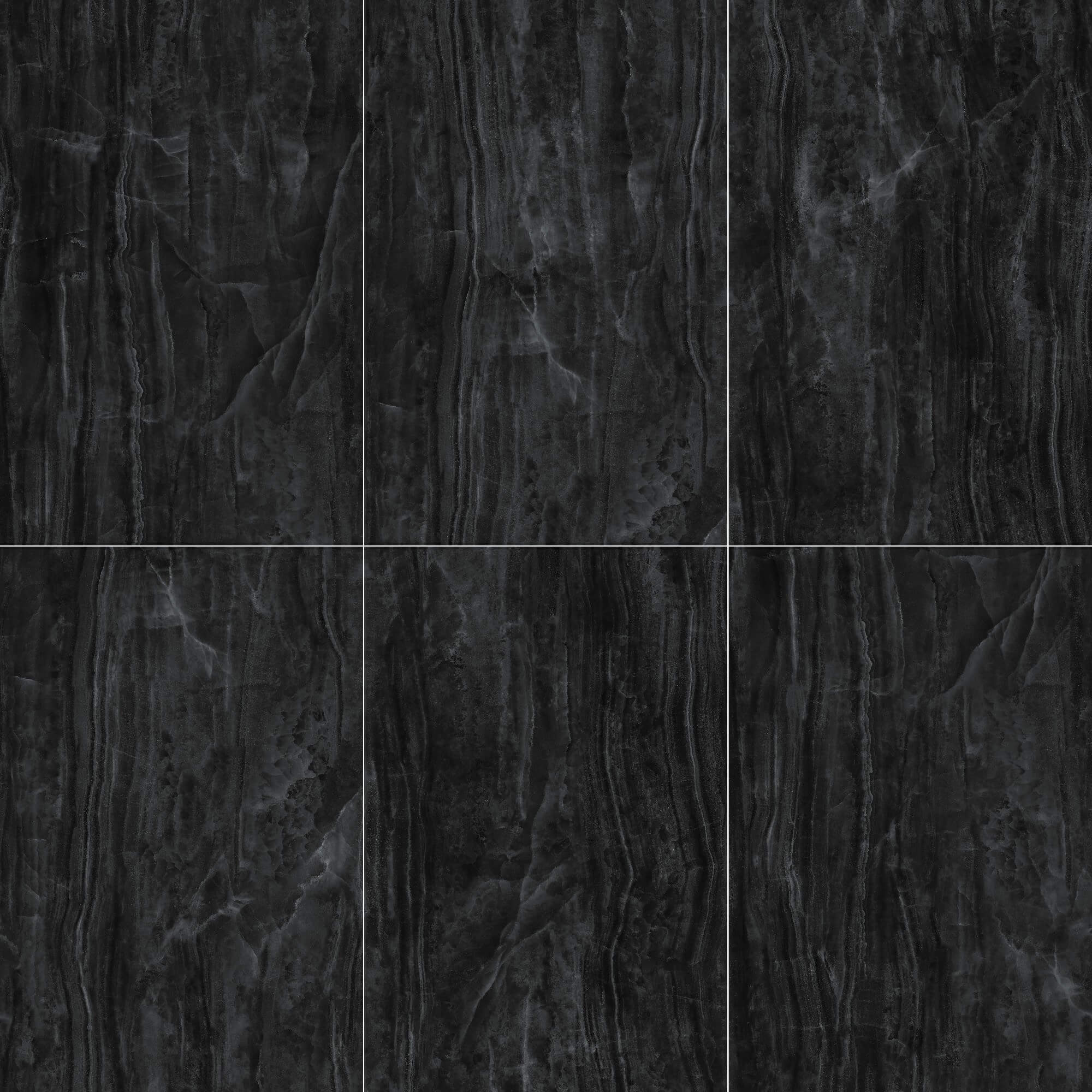 Roma Ink Jade black and silver six-face flowing onyx pattern