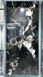 Black Gold Veined Marble Sintered Stone Slab Funtek