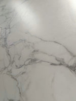 Close-up of fine branching grey veins on white — Alabaster White Soft Network Vein sintered stone