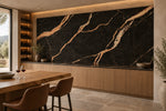 Black Gold Stone sintered stone with copper and cream veins on a wine room wall