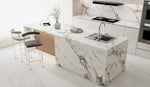 Bvlgari Black sintered stone island and splashback in the catalogue kitchen