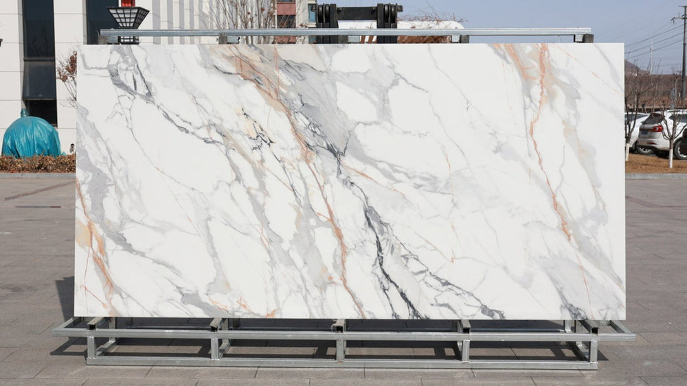 Bookmatched sintered stone slabs for luxury interiors