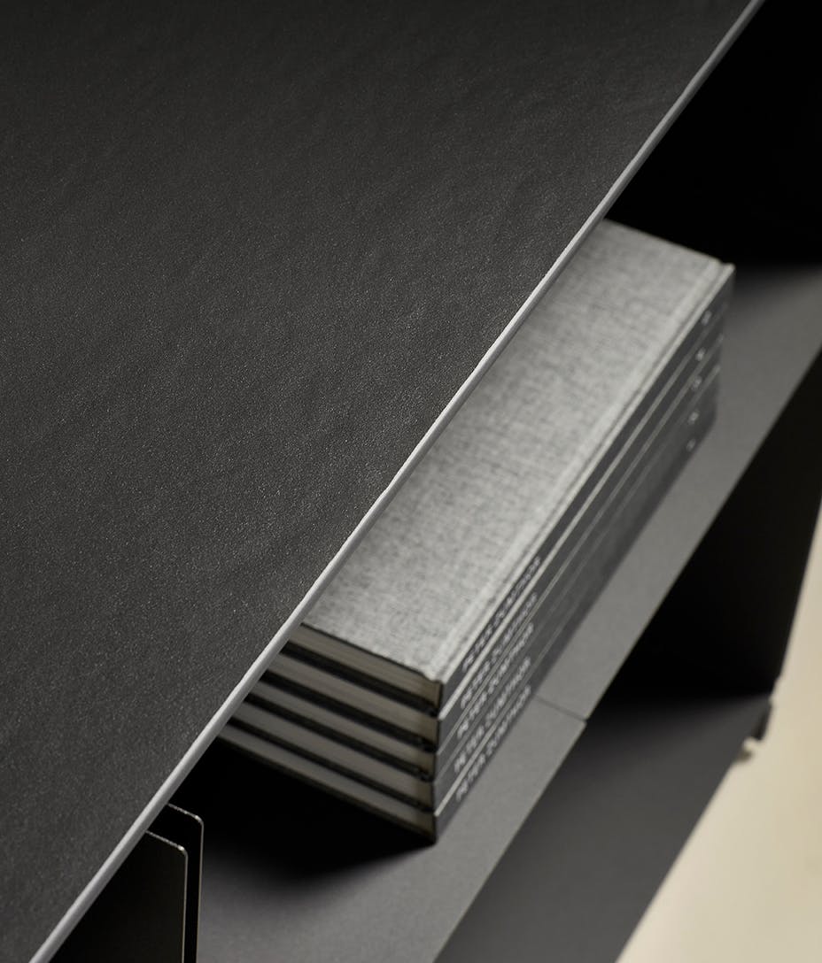 Black sintered stone slab detail for furniture