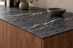 Gucci Black matte sintered stone countertop showing its slim 12 mm exposed edge