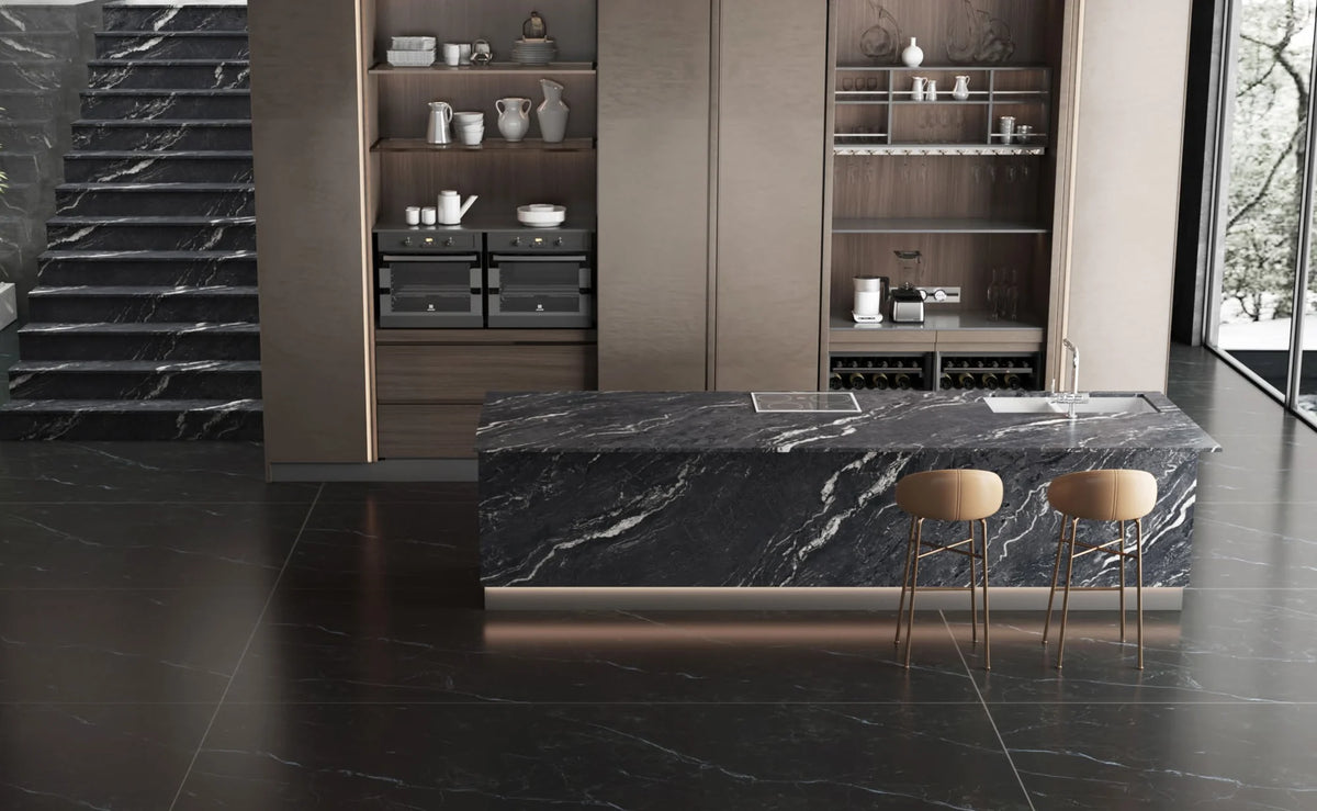 Gucci Black sintered stone island in the catalogue kitchen