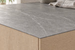 Lightning Grey matte sintered stone countertop showing a slim 12 mm exposed edge