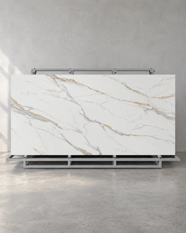 Louiskin White Gold Marble Look Sintered Stone Slab