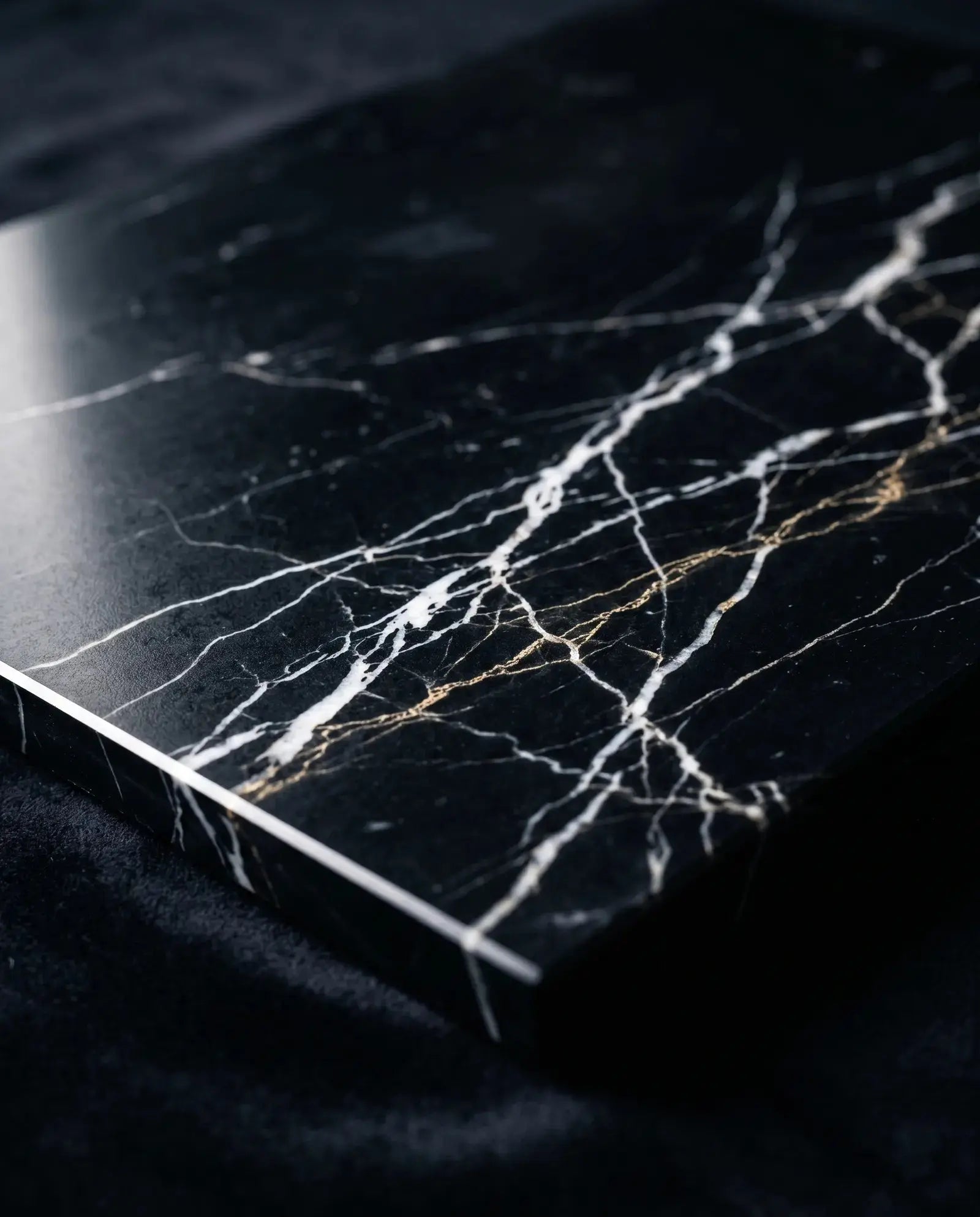 Italian Nero Marquina Marble Look Sintered Stone Slab Funtek
