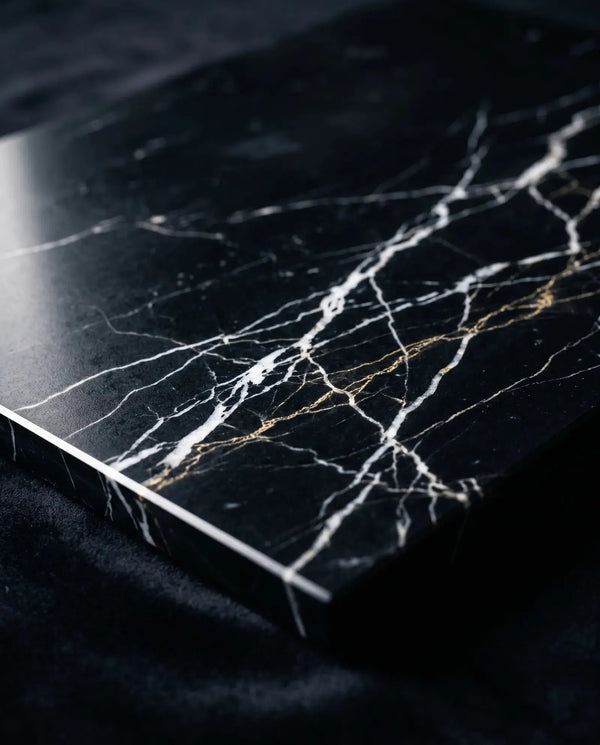 Italian Nero Marquina Marble Look Sintered Stone Slab Funtek