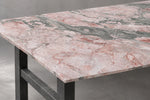 Close view of Seasons Pink sintered stone showing its thin coordinated face and edge