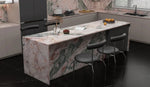 Seasons Pink sintered stone kitchen island and backsplash from the product catalogue