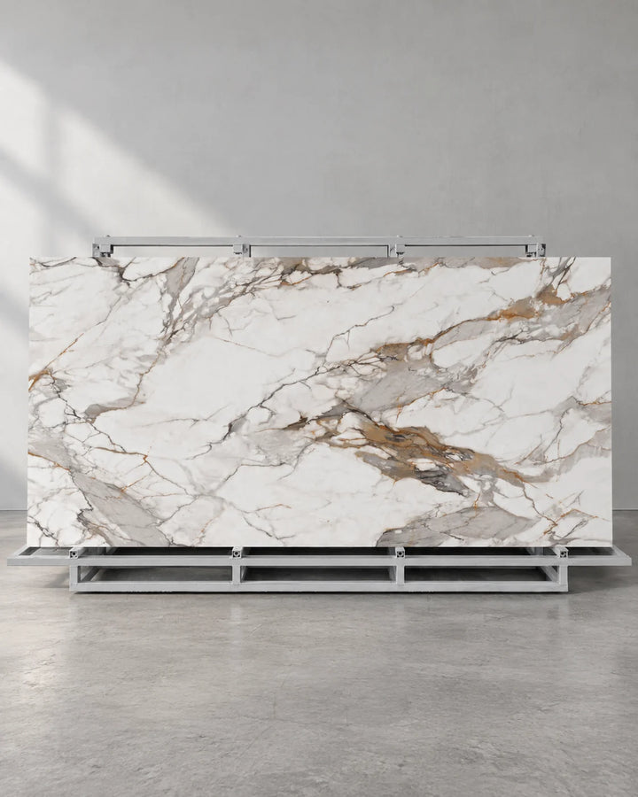 Top Fish Maw Gold Marble Look Sintered Stone Slab