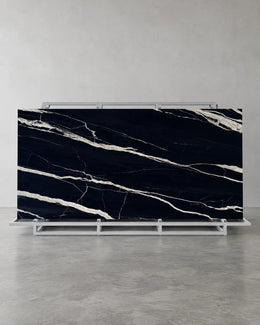Top-Level Black Marquina Marble Look Sintered Stone Slab