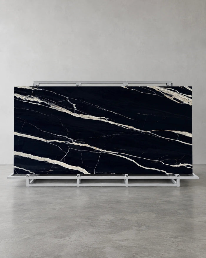 Top-Level Black Marquina Marble Look Sintered Stone Slab