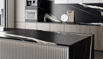 Top-Level Black Marquina island and splashback in the catalogue kitchen