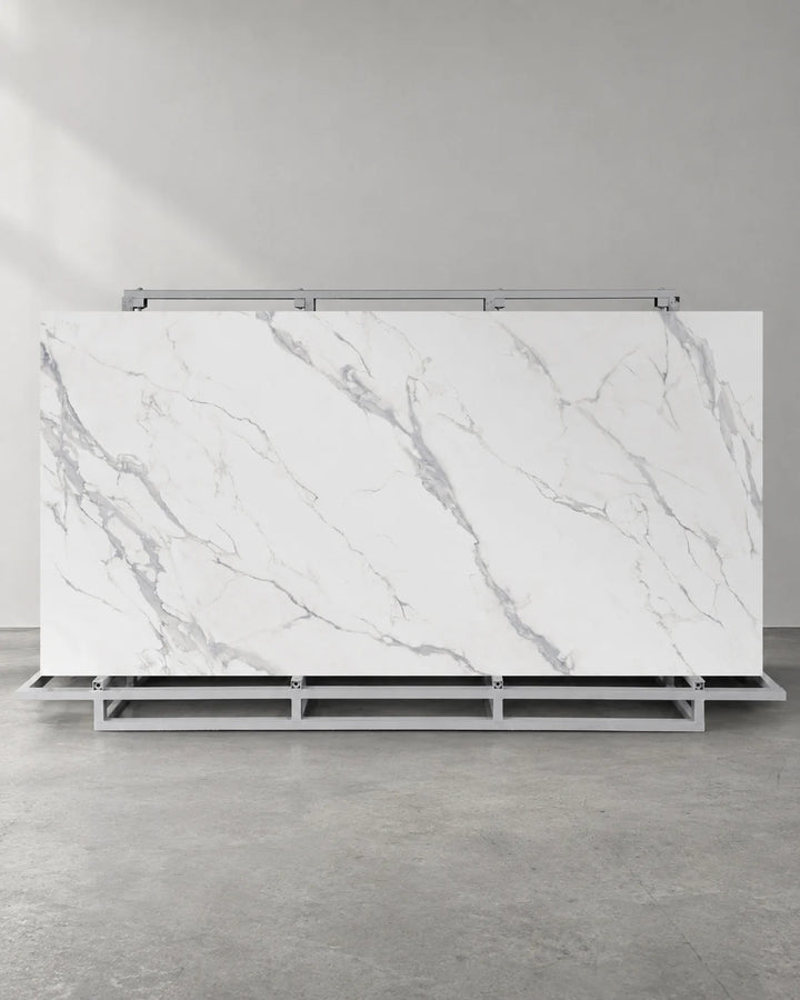 Waterfall White Marble Look Sintered Stone Slab